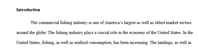 5page paper, double spaced, 11 font, on fishing industry's scarcity, supply/demand, fishing stocks, technology on boats effects