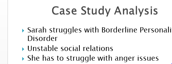 Explanation and rationale for the Personality Disorder Diagnosis using the latest version of the DSM as a reference.