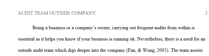 Help me write a discussion question "When would an audit team need to be from outside the company?