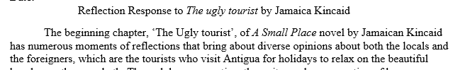 Identify five instances in the novel The ugly tourist that require opinioned perspectives