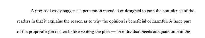 The fourth and final paper assignment will be a five page proposal essay