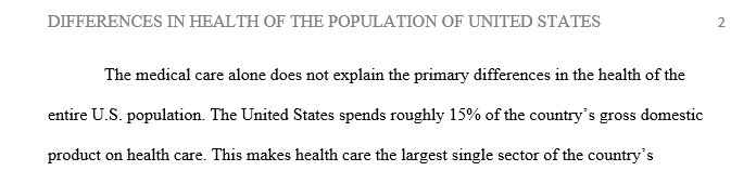 Why doesn't medical care alone explain the dramatic differences in the health of the U.S. population?