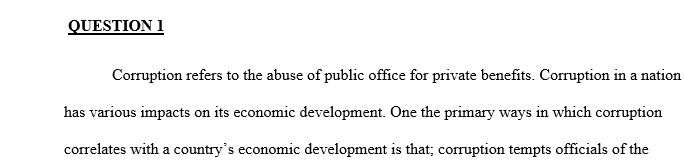 how would you explain the correlation between the amount of corruption in a country and economic development?