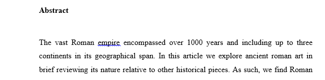 write an essay about Roman Ancient art that continues introduction 2 body paragraph and conclusion with minimum three references the essay should be 500 word count