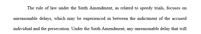 Based on your readings from this unit, identify a case from the Sixth Amendment regarding speedy trial rights, and explain how the case was dismissed