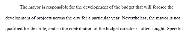 Congratulations, you have been hired as the budget director of a small city that has just elected new City Council members.