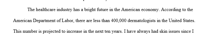 Form an Introductory Speech on my dream career as a dermatology nurse from the outline that is attached.