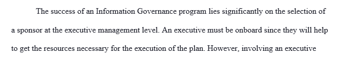 If the Chief Executive Officer (CEO) and Chief Compliance officer were unavailable to be your executive sponsor for your IG program 