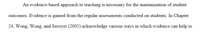 In 2-3 paragraphs discuss evidence-based approaches supporting teaching experiences and relate how you can create an effective assignment 