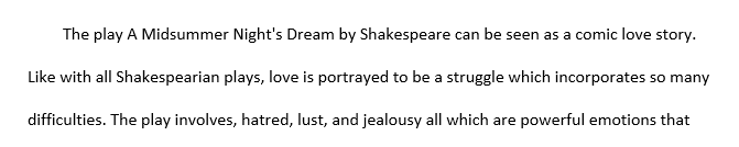 Paper on A Midsummer Night's Dream arguing about main themes and Incorporate at least TWO short quotes of text from your selected