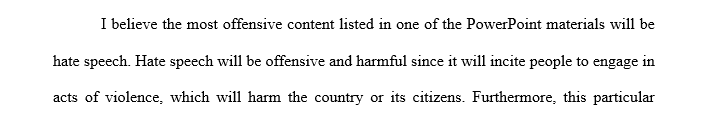 Review the chapter and PowerPoint materials and post a comment to the discussion board that picks one of the forms of harmful, illegal