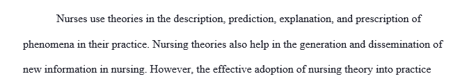 Select a philosophy and/or theory - the theory I chose is Roy Adaptation model