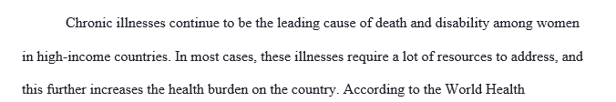 Selected one acute and one chronic women’s health issue; thoroughly described and outlined the issue and significance.