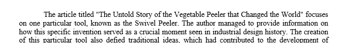 The Untold Story of the Vegetable Peeler that Changed the World