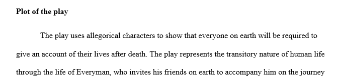 The play that you are going to be referring to is "Everyman" anonymous (1995)