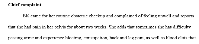 The purpose of this assignment is to develop a working diagnosis and differentiate from others (total of 4).