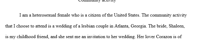 You are expected to select and attend a function or establishment of your choice wherein you are the historically marginalized