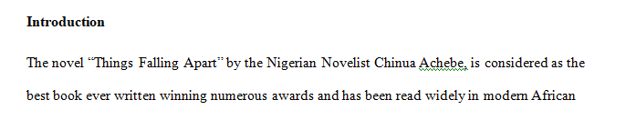 Compose a Single Character Analysis that will serve as a single from Chinua Achebe’s novel Thing Fall Apart (TFA).