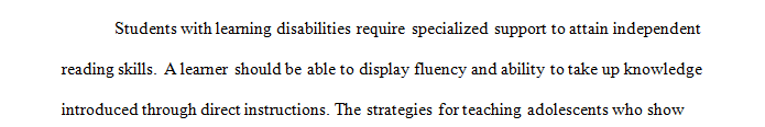 A minimum of five strategies for teaching adolescent students with deficits in their reading comprehension skills.