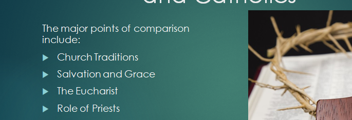 Create a 10- to 12-slide Microsoft® PowerPoint® comparing two of the following branches of Christianity