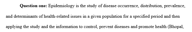 Define epidemiology and identify the epidemiological models used to explain disease and health pattern in populations.