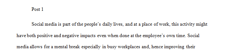 How can an employee's use of social media positively or negatively affect their company even if done on their own time