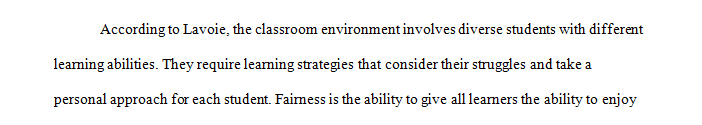 How does Lavoie define and explain fairness in the classroom