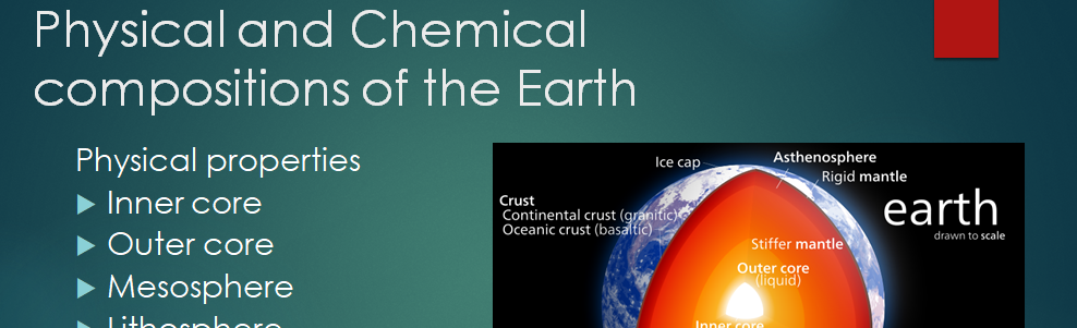 List the basic categories of Earth's chemical composition and physical properties