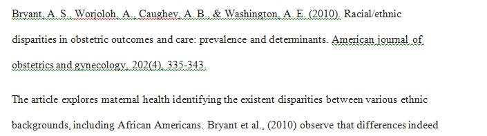 Need 3 annotated bibliographies on disparities in African American maternal care