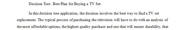 Presents the application of one of the tools given in the course to a decision problem in business or personal life