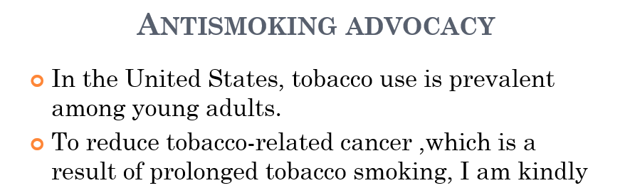 Select a health related topic for which you want to advocate for. Request help from the agency/ entity of your choice in order to help the problem at hand.