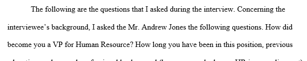 This is a recorded interview and you have to write 2 to 3 pages about that interview. All the guidelines are attached in the word doc.