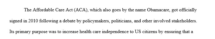 Using your chosen geographic region or location select a particular health policy and then discuss its national- and state-level impact 