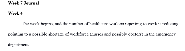 Weekly journal entry with a focus on the role of leaders in COVID-19 disaster situations globally and at their place of employment. 