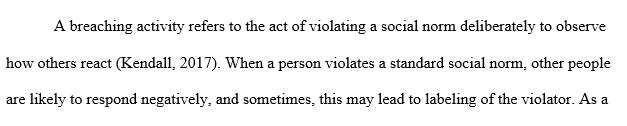 You will be completing what is known as a breaching activity. A breaching activity involves deliberately violating a social norm and observing how others react.