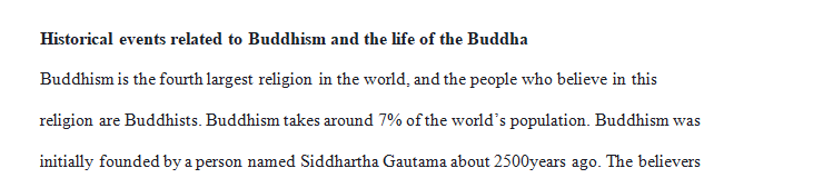 A summary of the major historical events related to Buddhism and the life of the Buddha
