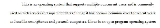 Comparison of Unix to a similar program.