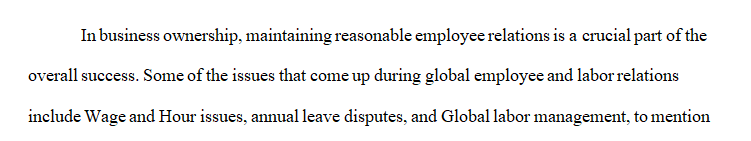 Discuss three global employee and labor relations problems.