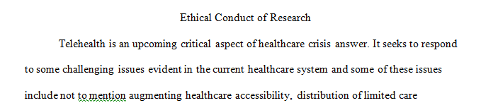 Ethical Conduct of Research Topic Telemedicine 