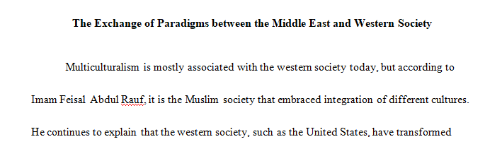 Explain the paradigms and the exchange of paradigms between the middle east and western society.