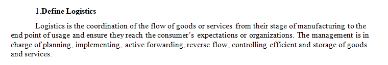 Provide an alternative definition of Logistics from the USA Society of Logistics Engineers.