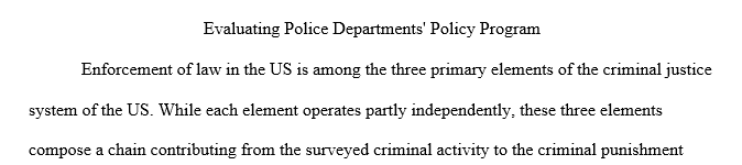 The paper will consist of an evaluation of the police departments' community policing program and how it correlates with what has been written 