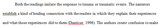 Write 1-2 pages in which you explain the role trauma/traumatic events play in the plot of the stories