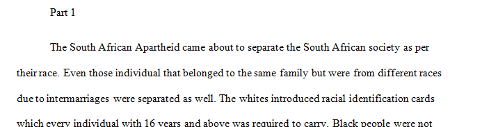 Write a short paragraph about what you already knew about the topic ( South African Apartheid) 