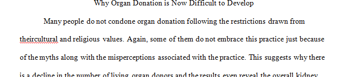 A research paper on why organ donation is now difficult to develop