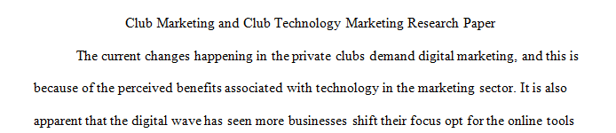 Club Marketing and Club Technology research paper 