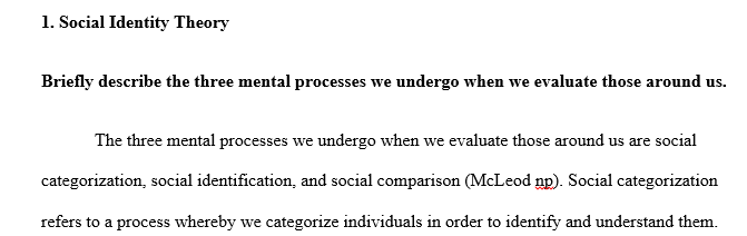Describe briefly the three mental processes we undergo when we evaluate those around us (answer found at the link).