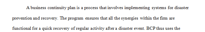 Describe in own words about each of the elements of a Business Continuity Plan