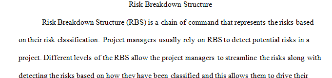 Develop a RBS (risk breakdown structure) in Microsoft Excel