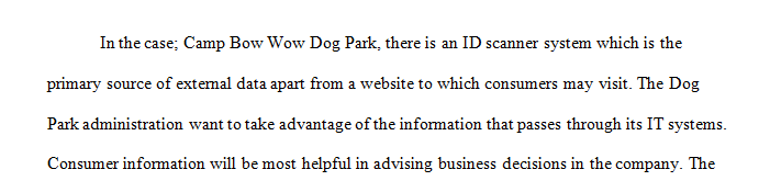 Developing the third section of the Camp Bow Wow Dog Park Summary Report that is based around the concept of the strategic importance of information.